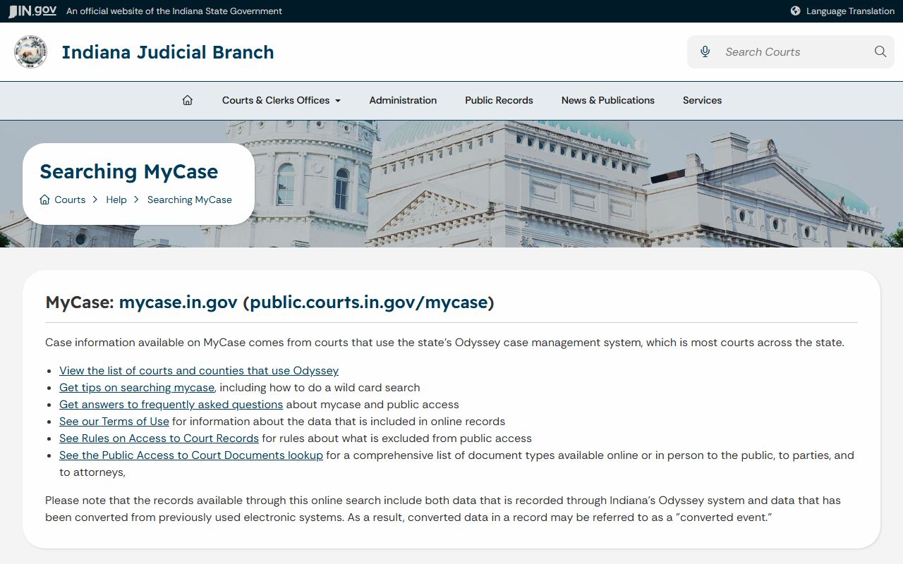 Union County court dockets MyCase help page