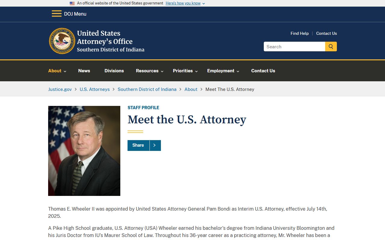 Union County criminal court records federal prosecutor profile context