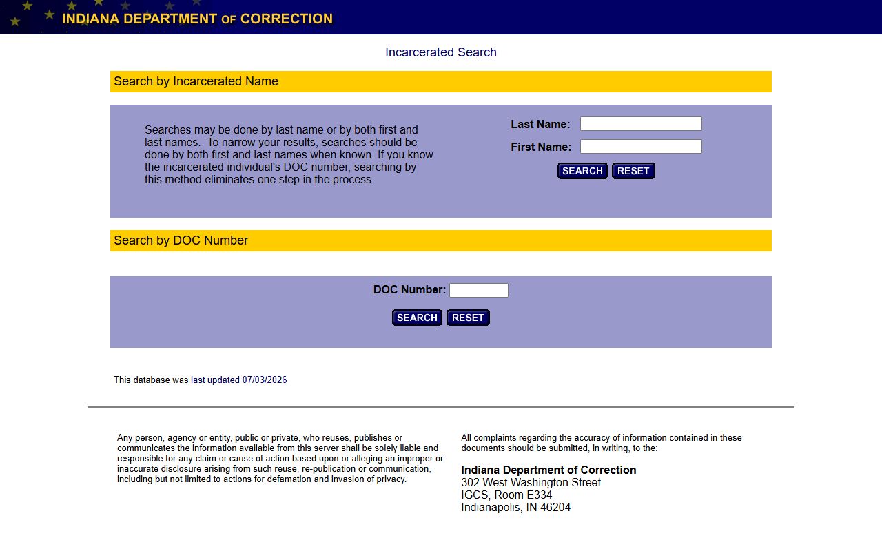 Union County inmate records IDOC offender locator search