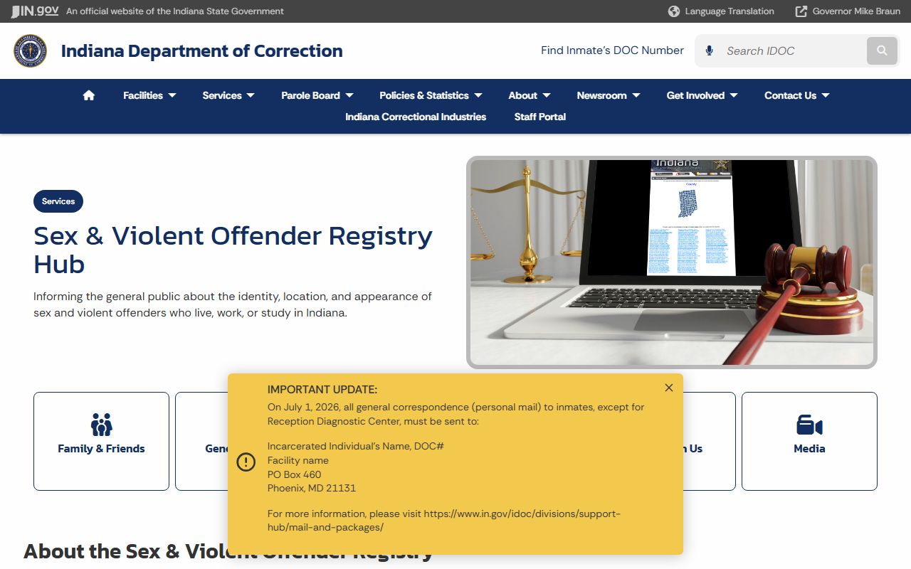 Union County inmate records sex and violent offender registry source