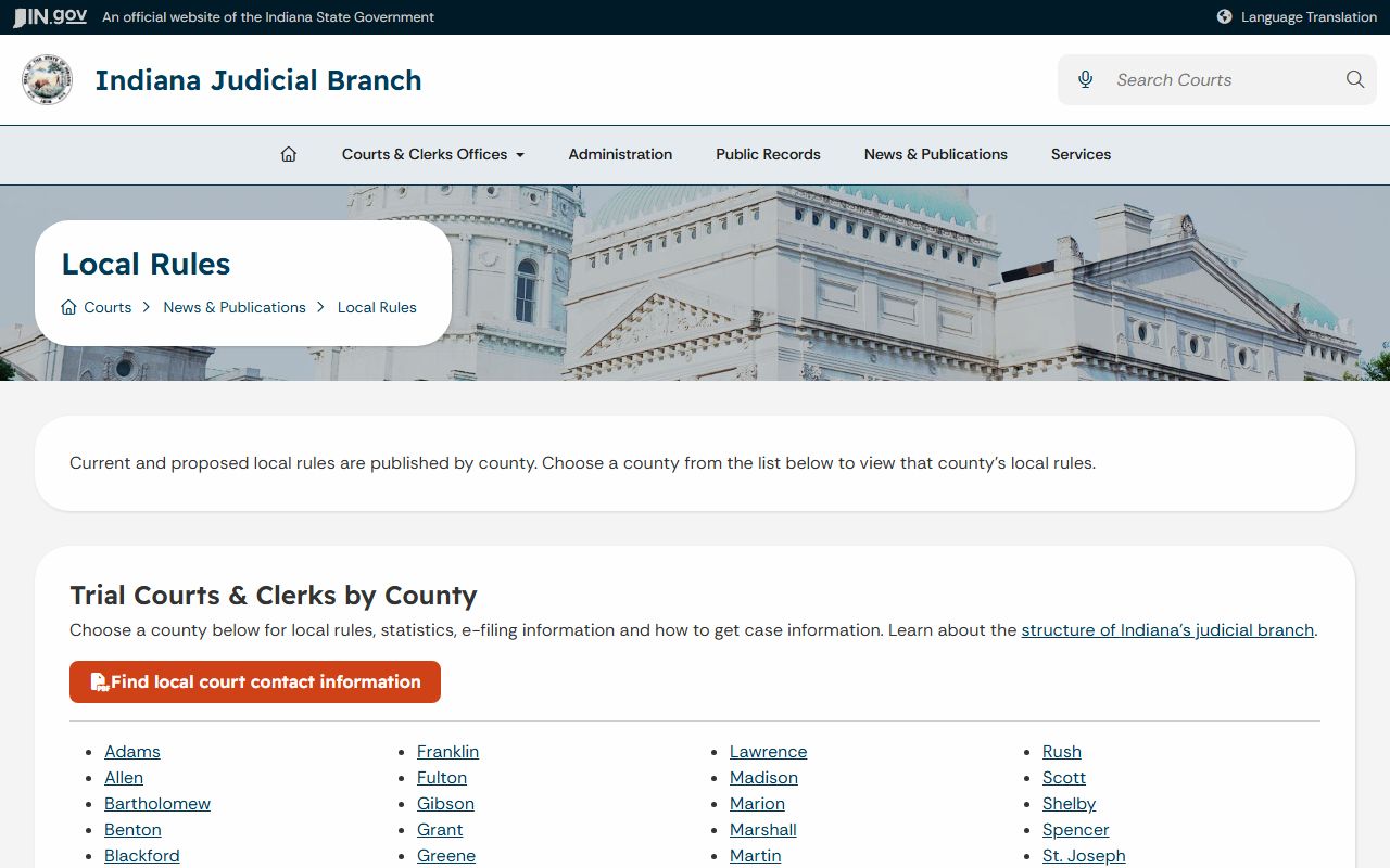 Union County probate records Indiana local rules source