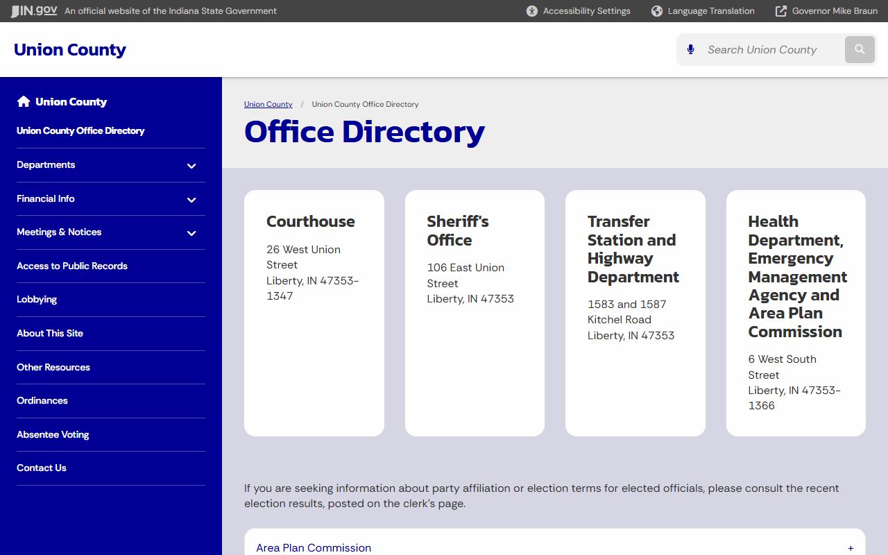 Union County court records office directory